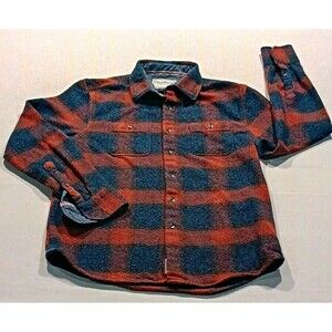Flag & Anthem Woodway Heavy Plaid Flannel Button Up Shirt Mens M Blue Orange